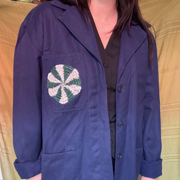 Vintage Chore Jacket ~ Crochet Patch - Picture 2 of 5